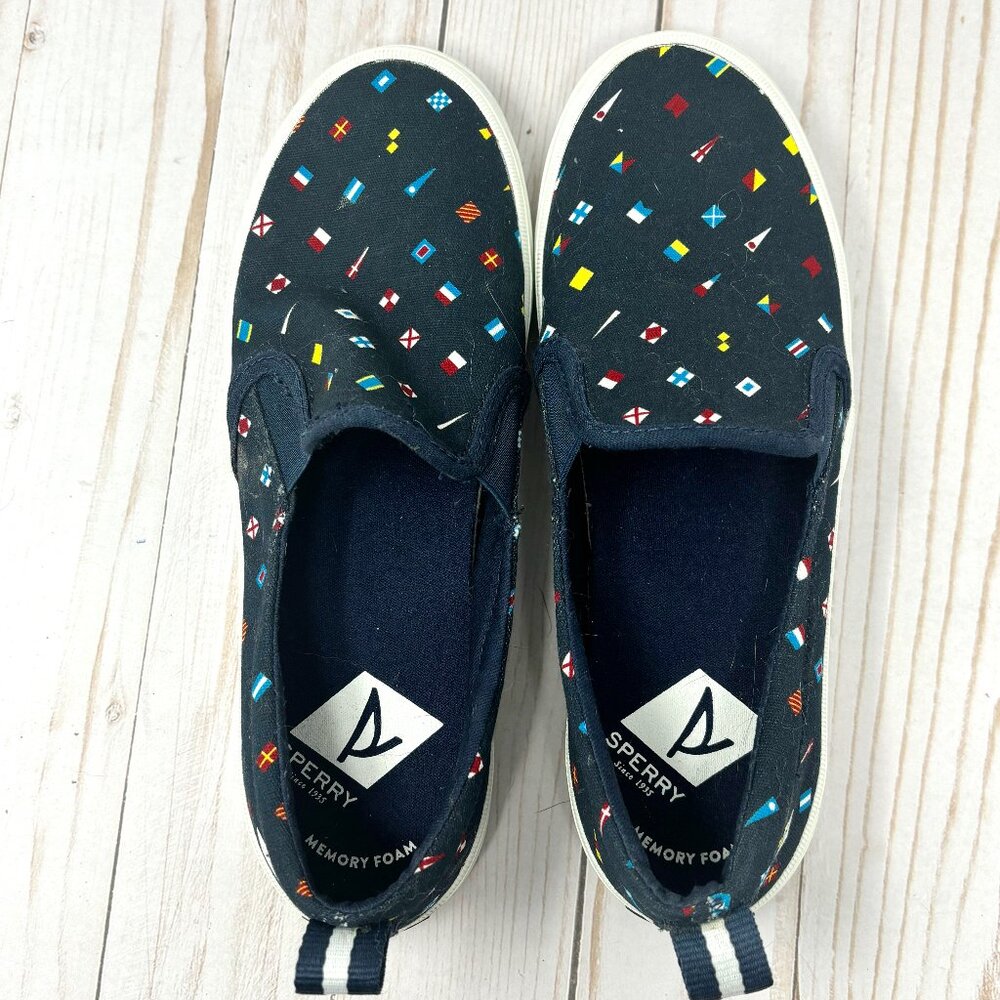 Sperry Nautical Flag Slip-On Canvas Shoes size 5.5